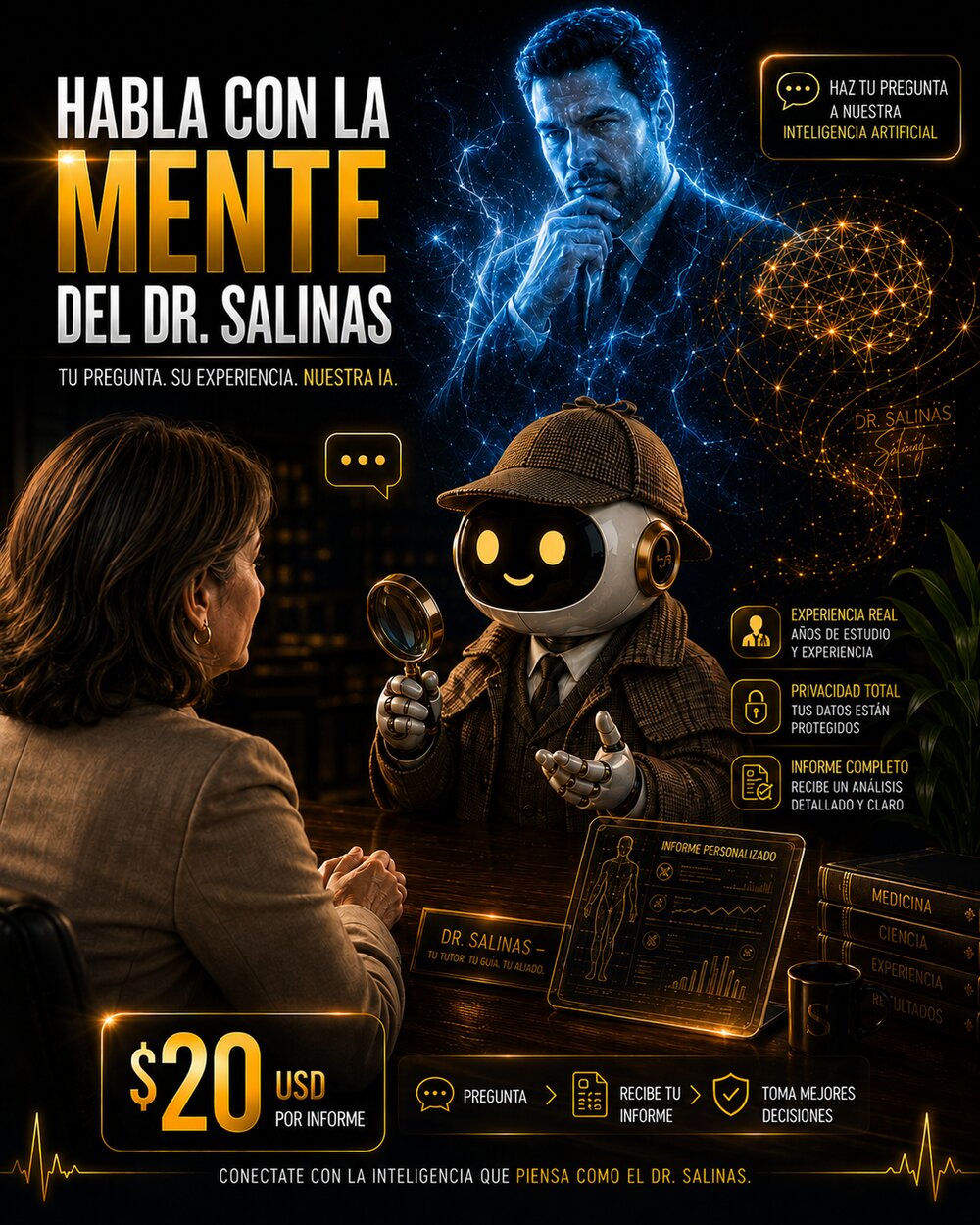 Habla con la mente del Dr. Salinas — informe personalizado desde $20